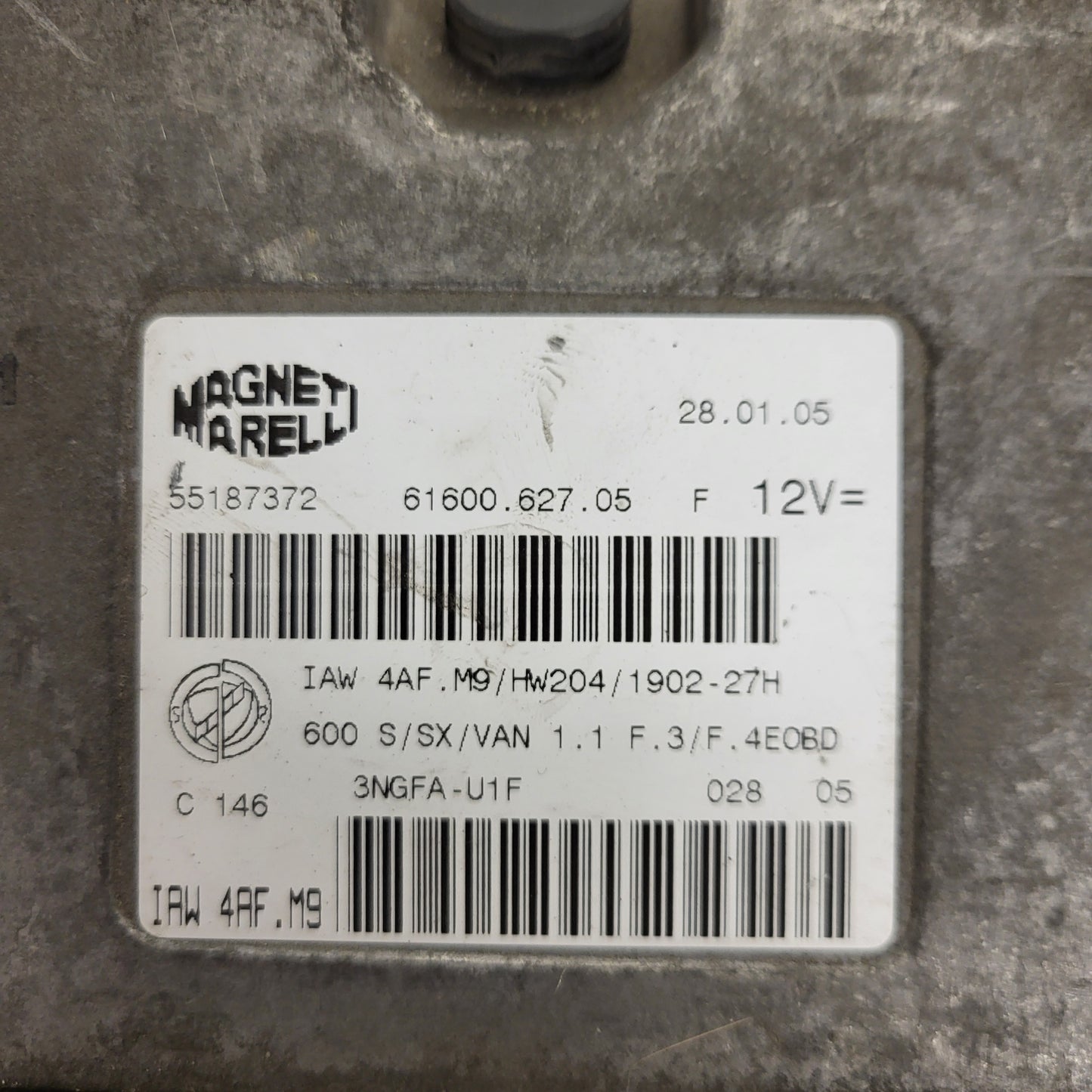 Fiat Seicento 600 ECU / 55187372 / IAW 4AF.M9 / 61600.627.05 / HW204 / MAGNETI MARELLI