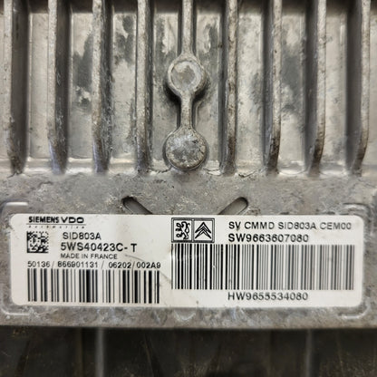 PEUGEOT 407 ECU / 5WS40423C-T / 9663607080 / 9655534080 / SID803A / SIEMENS