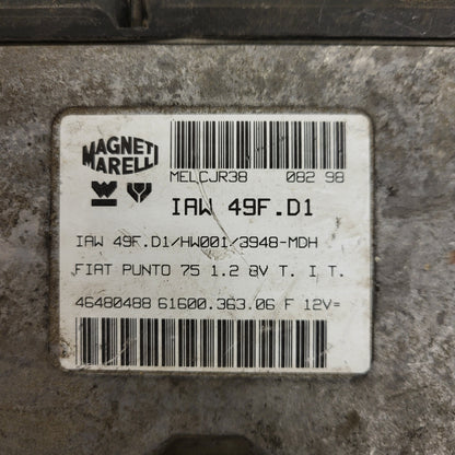 FIAT PUNTO 75 1.2 ECU / IAW 49F.D1 / 46480488 / HW001 / 61600.363.06 / MAGNETI MARELLI