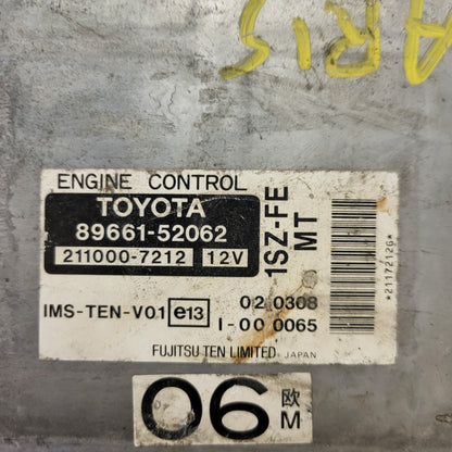 TOYOTA YARIS 1SZ-FE ECU / 89661-52062 / 211000-7212 / FUJITSU