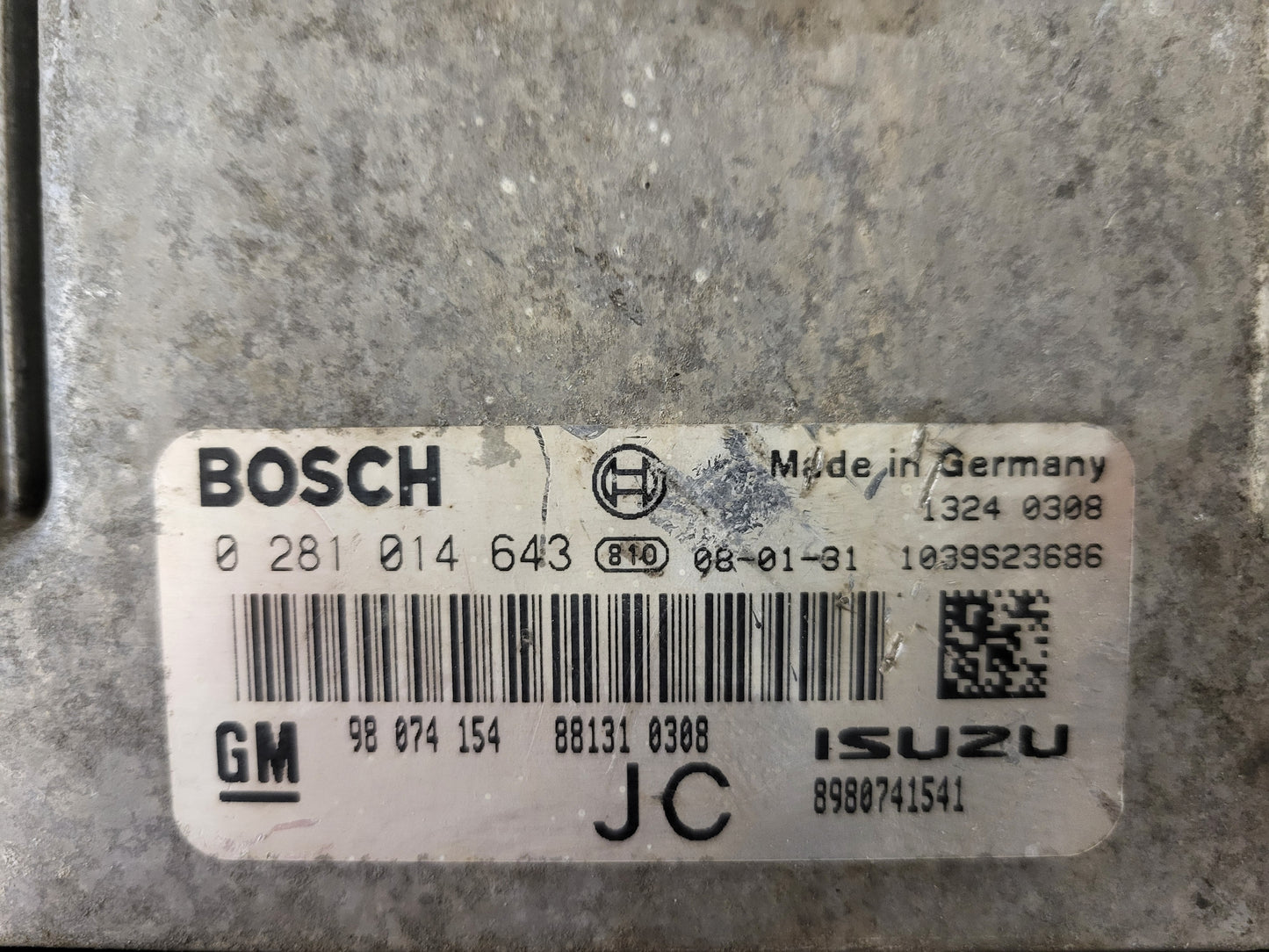 OPEL ASTRA H ECU / 0281014643 / 98074154 / JC / BOSCH