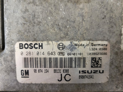 OPEL ASTRA H ECU / 0281014643 / 98074154 / JC / BOSCH