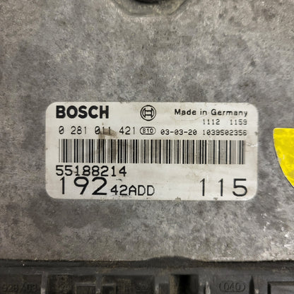 Fiat STILO 1.9 ECU / 0281011421 / 55188214 / BOSCH