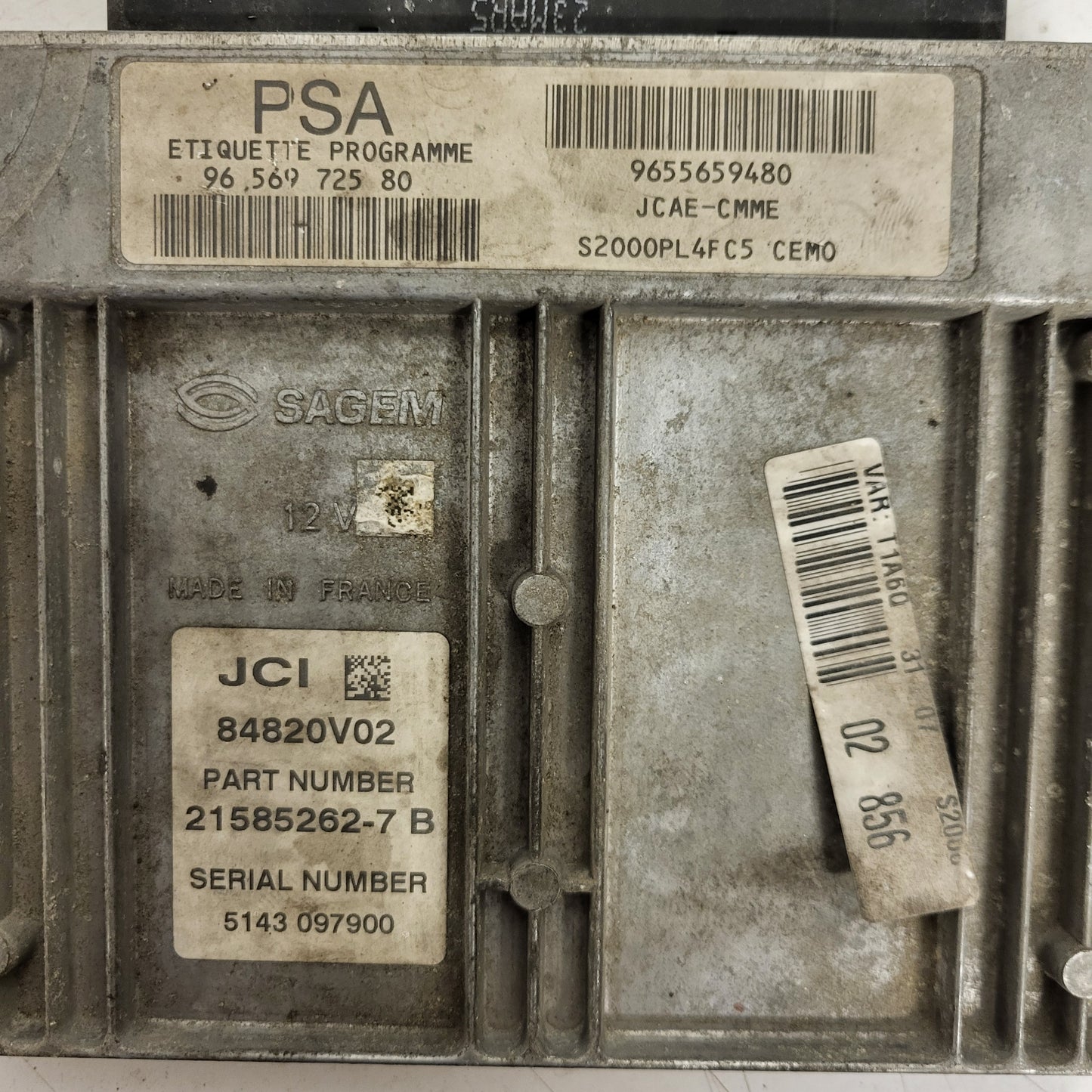 PEUGEOT 206 ECU / 9656972580 / 21585262-7 / 21585262-7A / 9655659480 / JCAE-CMME