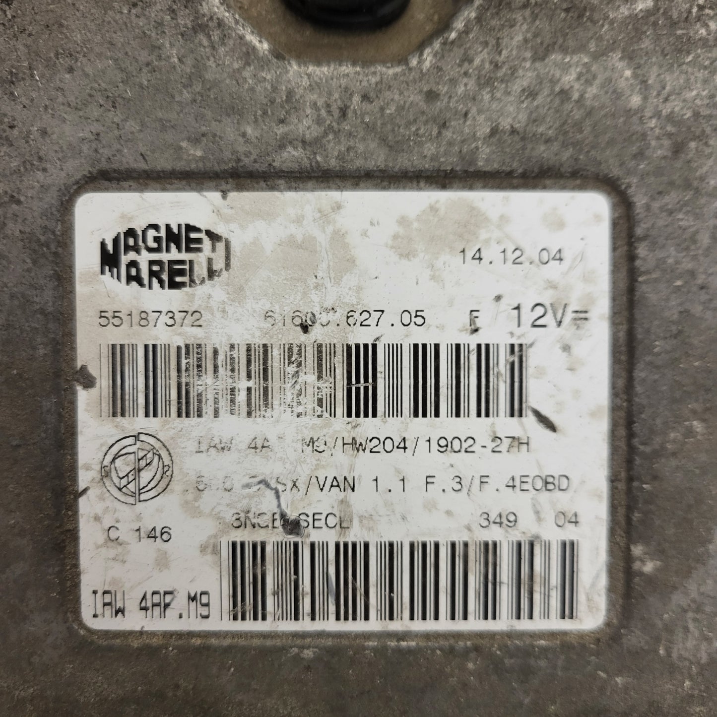 Fiat Seicento 600 ECU / 55187372 / IAW 4AF.M9 / 61600.627.05 / HW204 / MAGNETI MARELLI