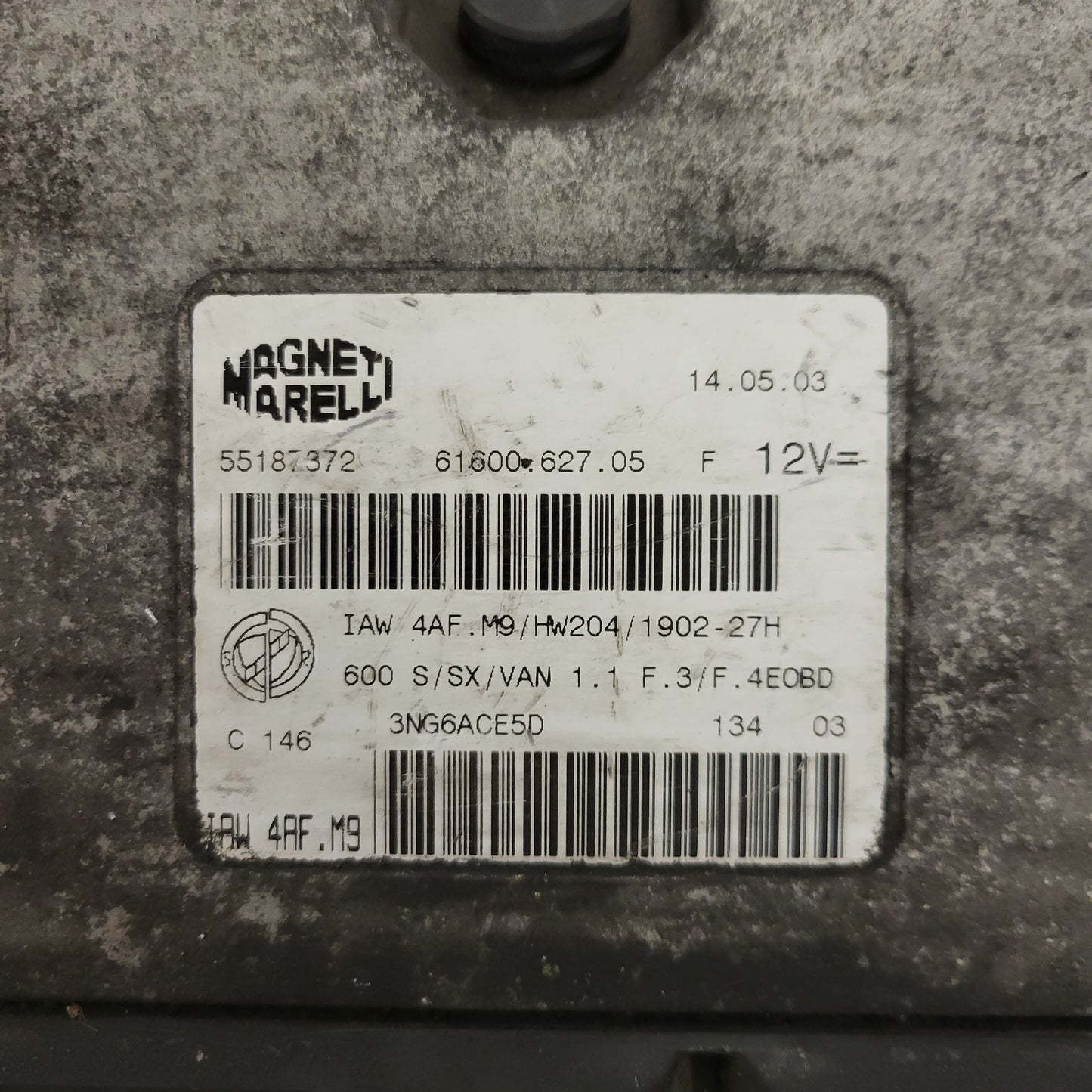 Fiat Seicento 600 ECU / 55187372 / IAW 4AF.M9 / 61600.627.05 / HW204 / MAGNETI MARELLI
