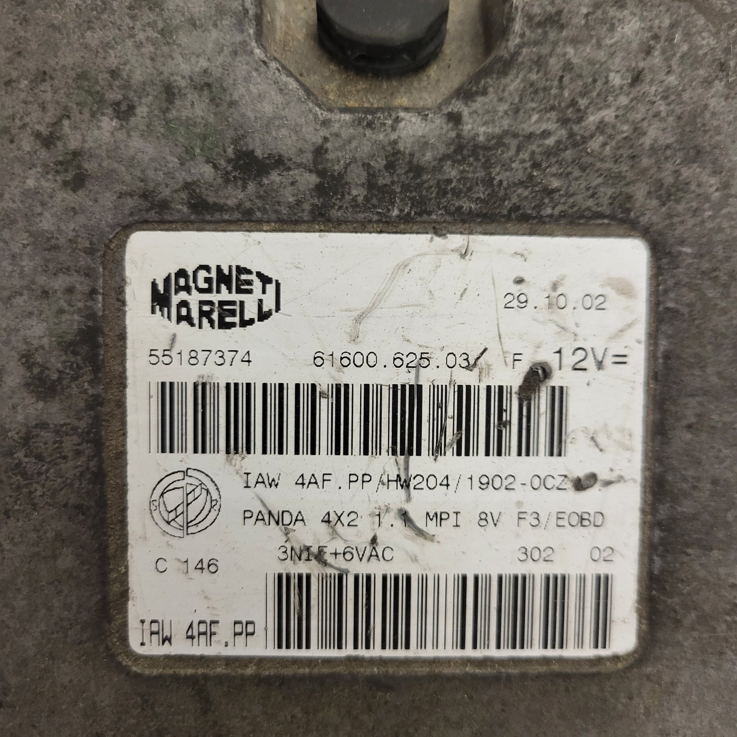 FIAT PANDA 1.1 ECU / 55187374 / IAW4AF.PP / HW204 / 61600.625.03 MAGNETI MARELLI
