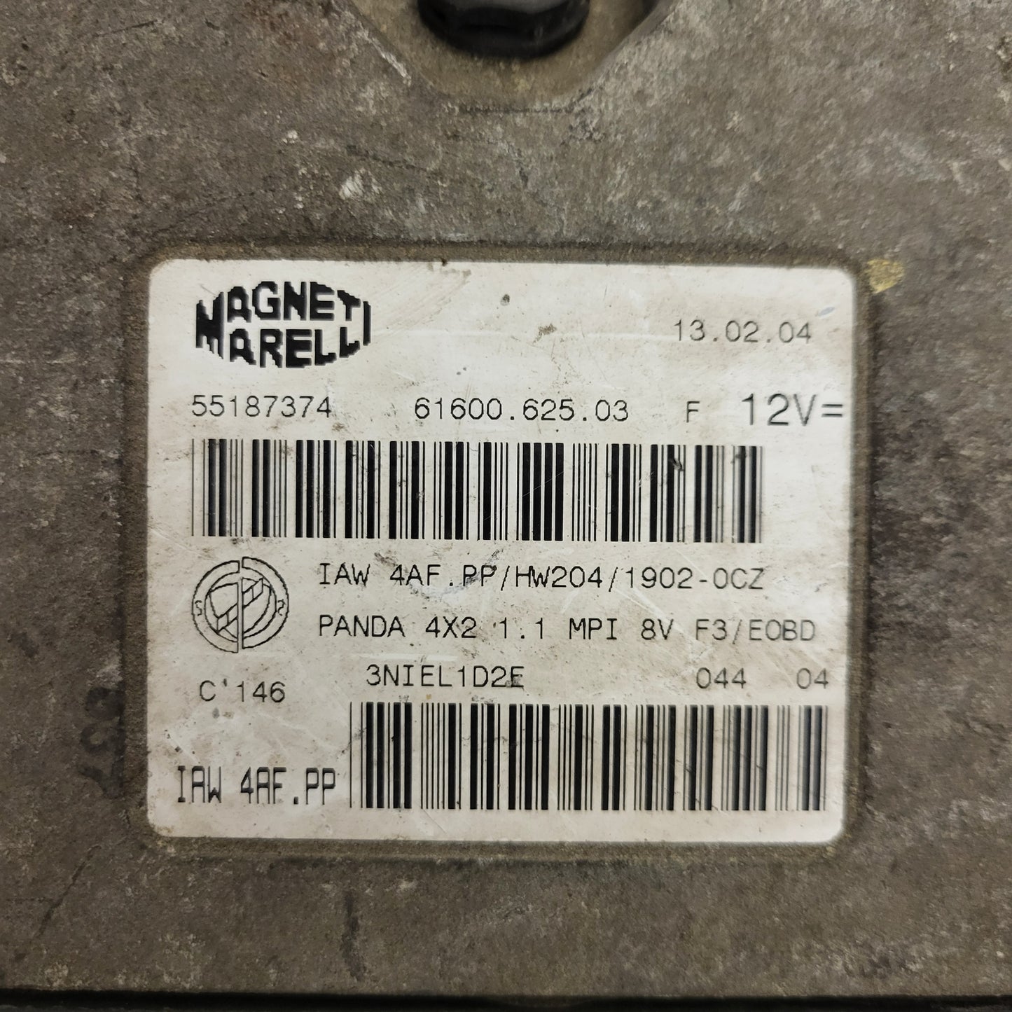 FIAT PANDA 1.1 ECU / 55187374 / IAW4AF.PP / HW204 / 61600.625.03 MAGNETI MARELLI