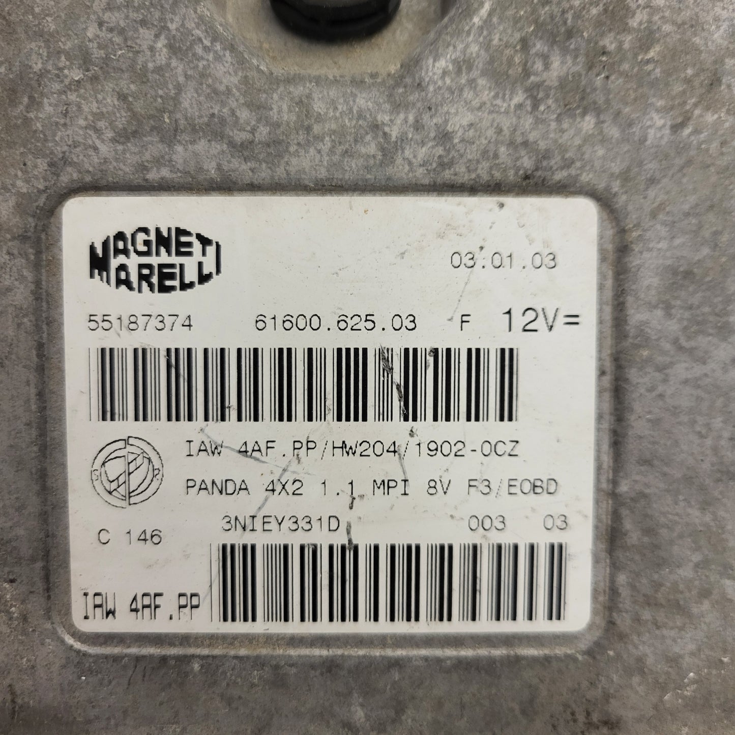 FIAT PANDA 1.1 ECU / 55187374 / IAW4AF.PP / HW204 / 61600.625.03 MAGNETI MARELLI