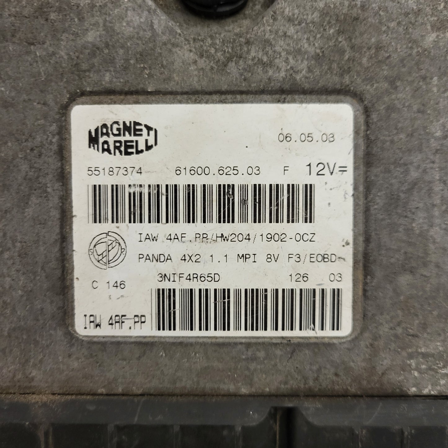FIAT PANDA 1.1 ECU / 55187374 / IAW4AF.PP / HW204 / 61600.625.03 MAGNETI MARELLI