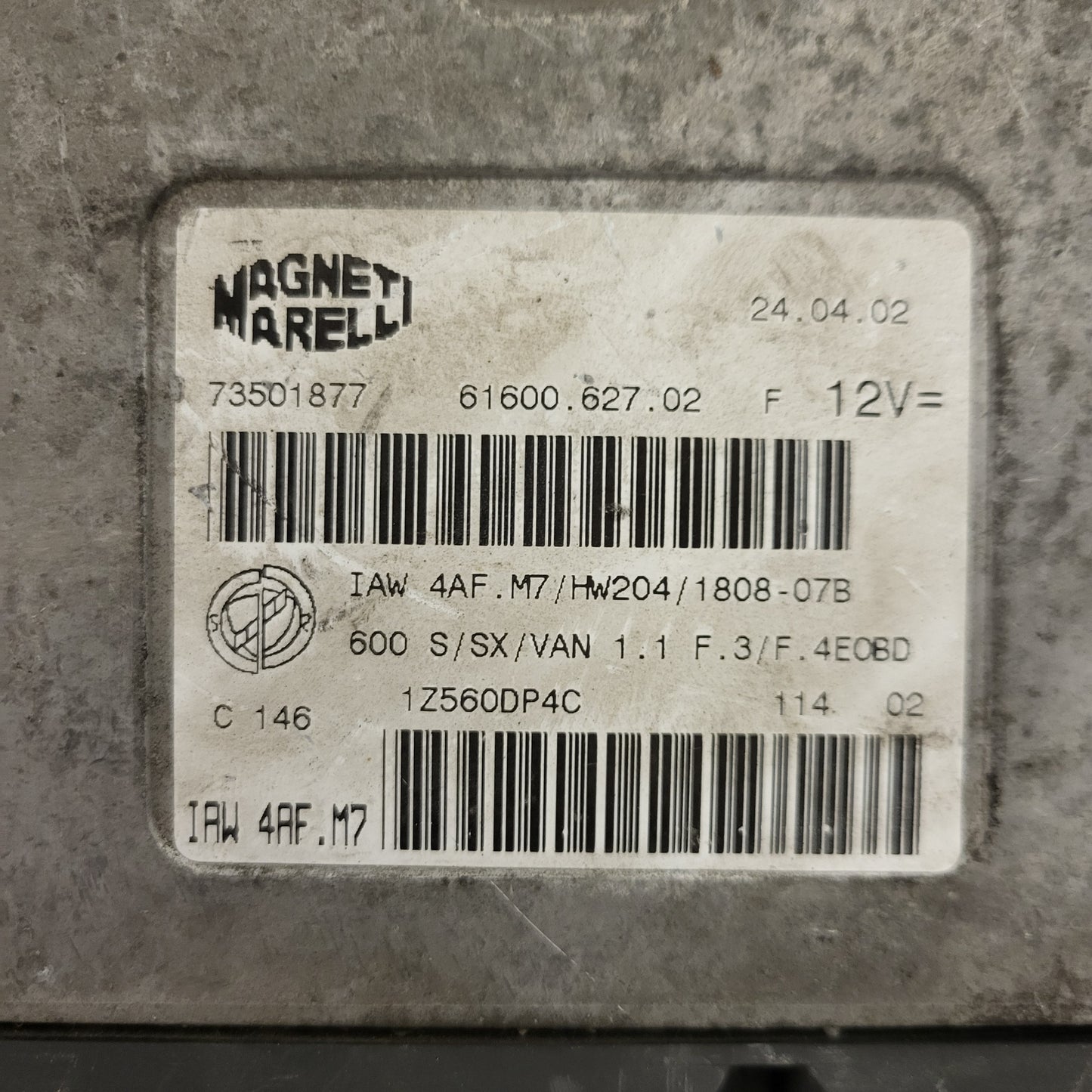 Fiat 600 1.1 ECU / IAW 4AF.M7 / 73501877 / HW204 / 61600.627.02