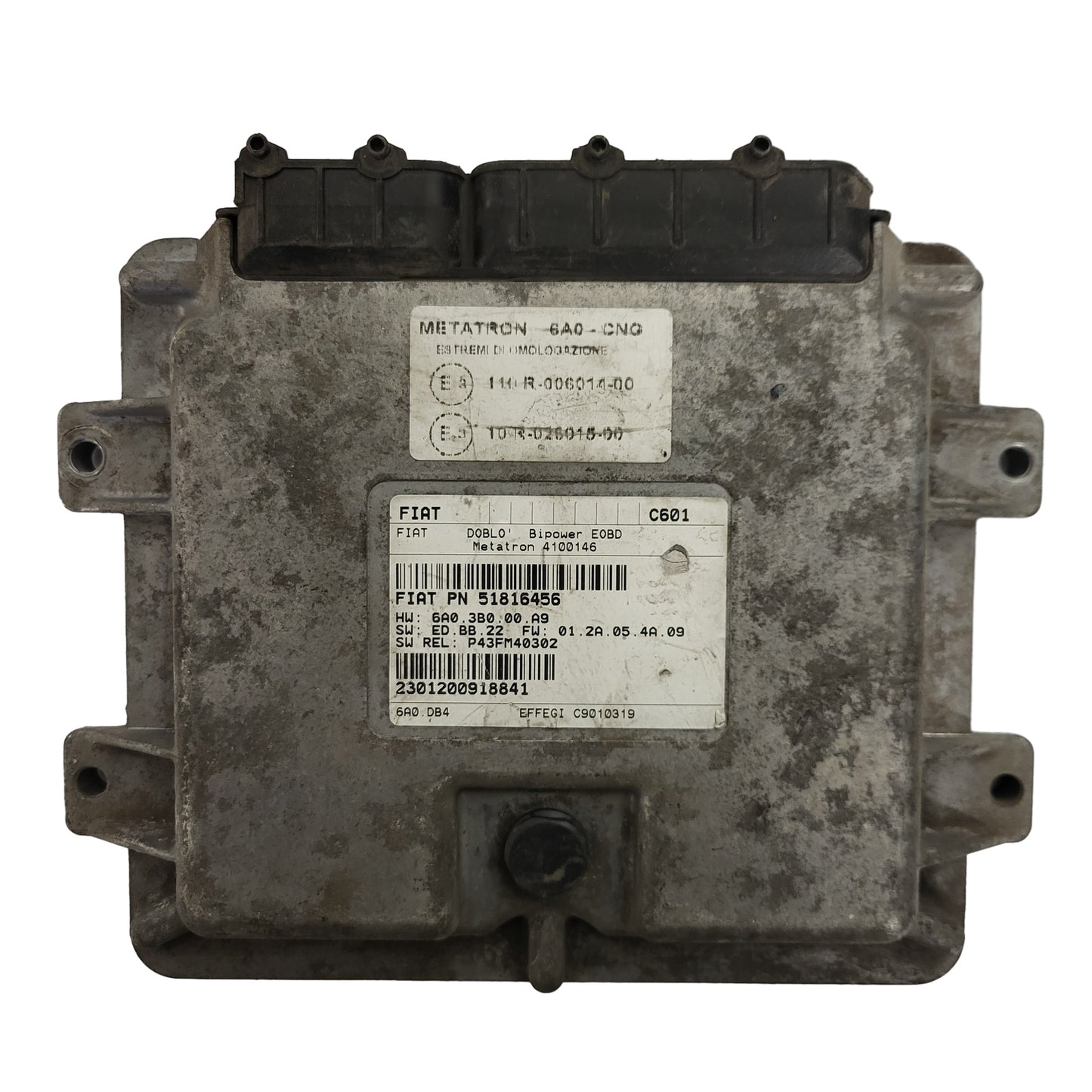 FIAT DOBLO BIPOWER ECU / 51816456 / 4100146 / 6A03B000A9 / METATRON