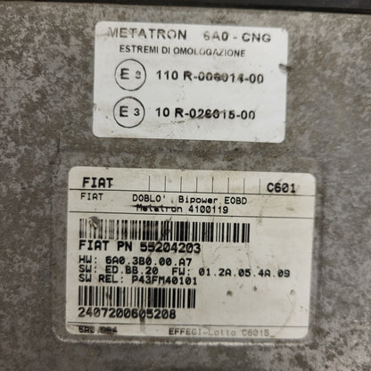FIAT DOBLO BIPOWER ECU / 55204203 / 4100119 / 6A03B000A7 / METATRON