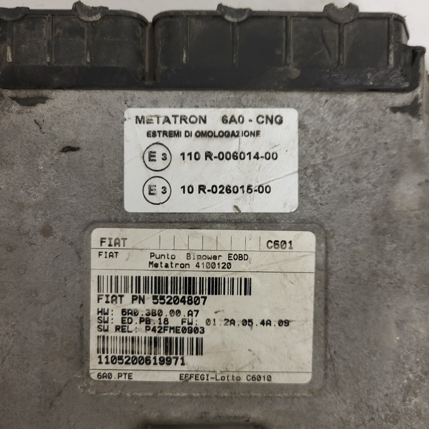 FIAT PUNTO ECU / 55204807 / 4100120 / C601 / 6A0.PTE / METATRON