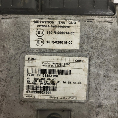 Fiat Punto ECU / 51803158 / 4100132 / 110R-006014-00 / 10R-026015-00 / METATRON