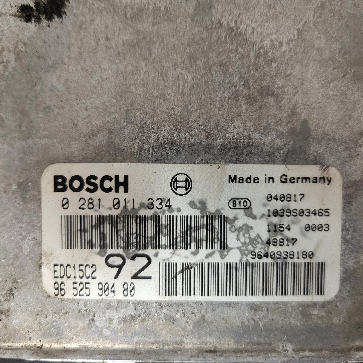 LANCIA PHEDRA 2.0 ECU / 0281011334 / 9652590480 / EDC15C2 / 9640938180 / BOSCH