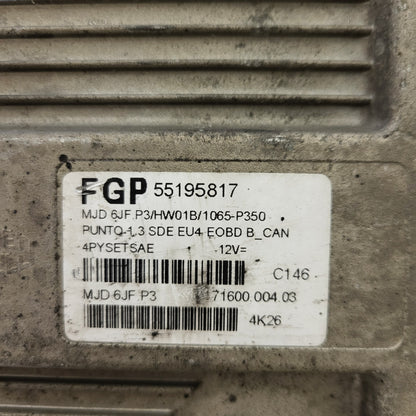 FIAT PUNTO ECU / MJD 6JF.P3 / 55195817 / HW1B / 71600.004.03 / MAGNETI MARELLI