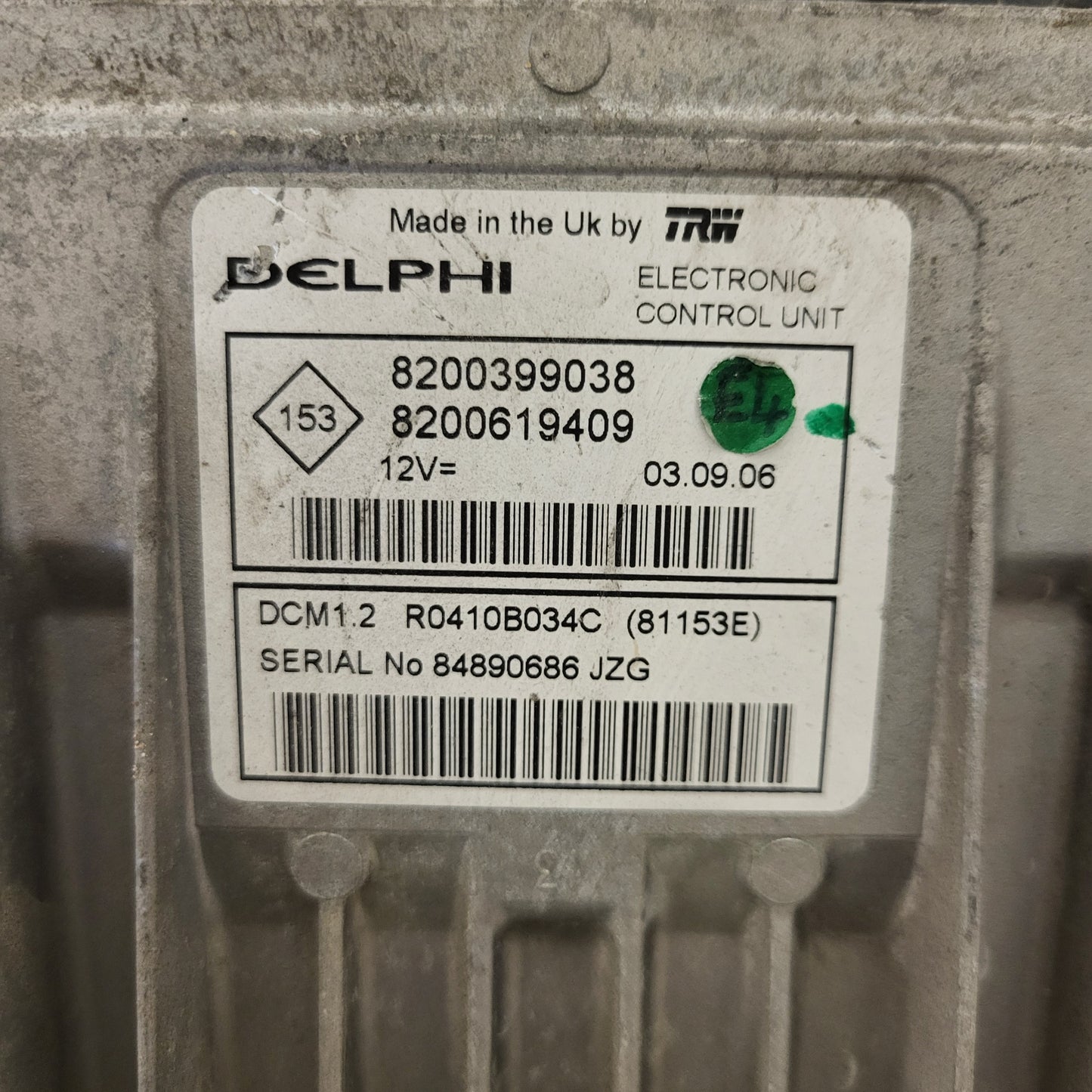 Renault ECU / 8200399038 / 8200619409 / R0410B034C / DCM1.2 / DELPHI