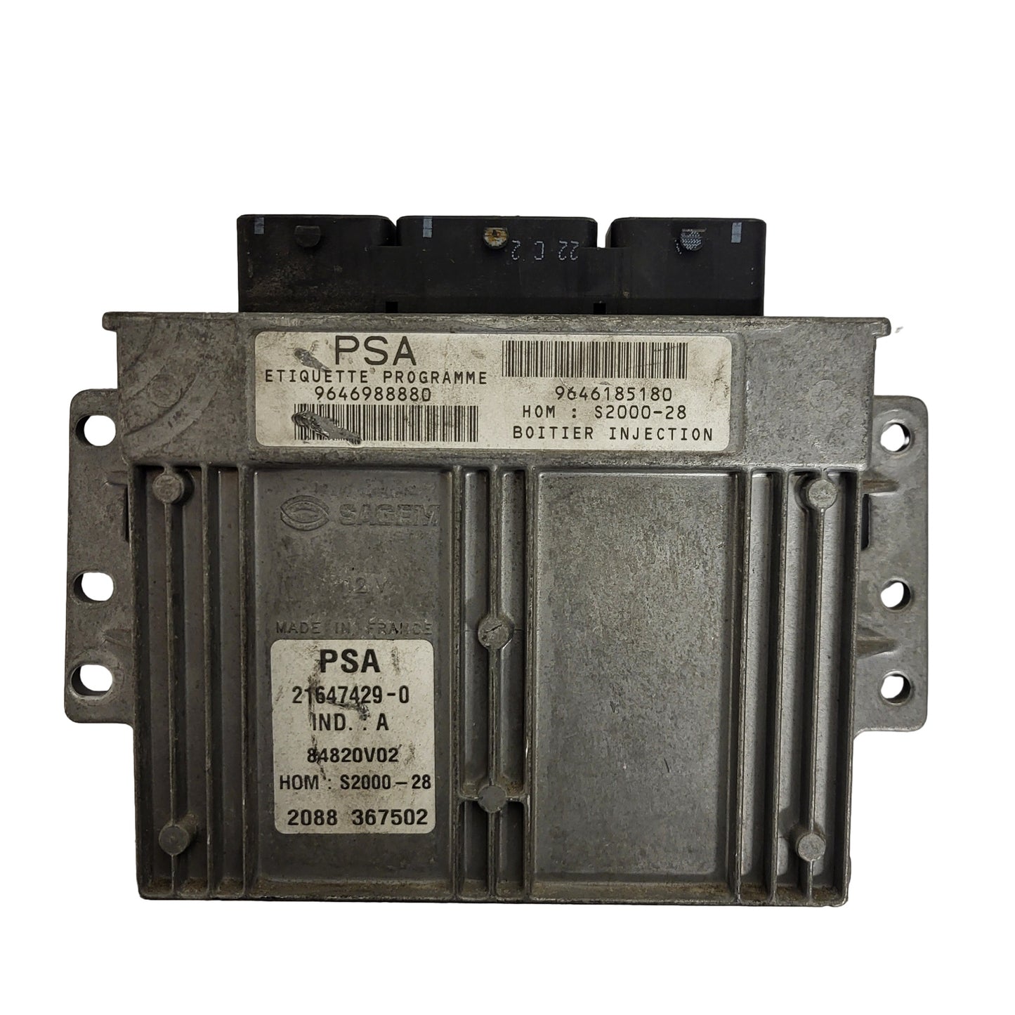 PEUGEOT ECU / 21647429-0 / 9646988880 / 9646185180 / S2000-28 / SAGEM