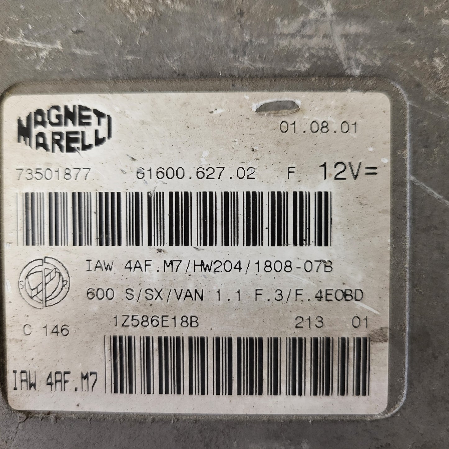 Fiat 600 ECU / IAW4AF.M7 / 73501877 / HW204 / MAGNETI MARELLI