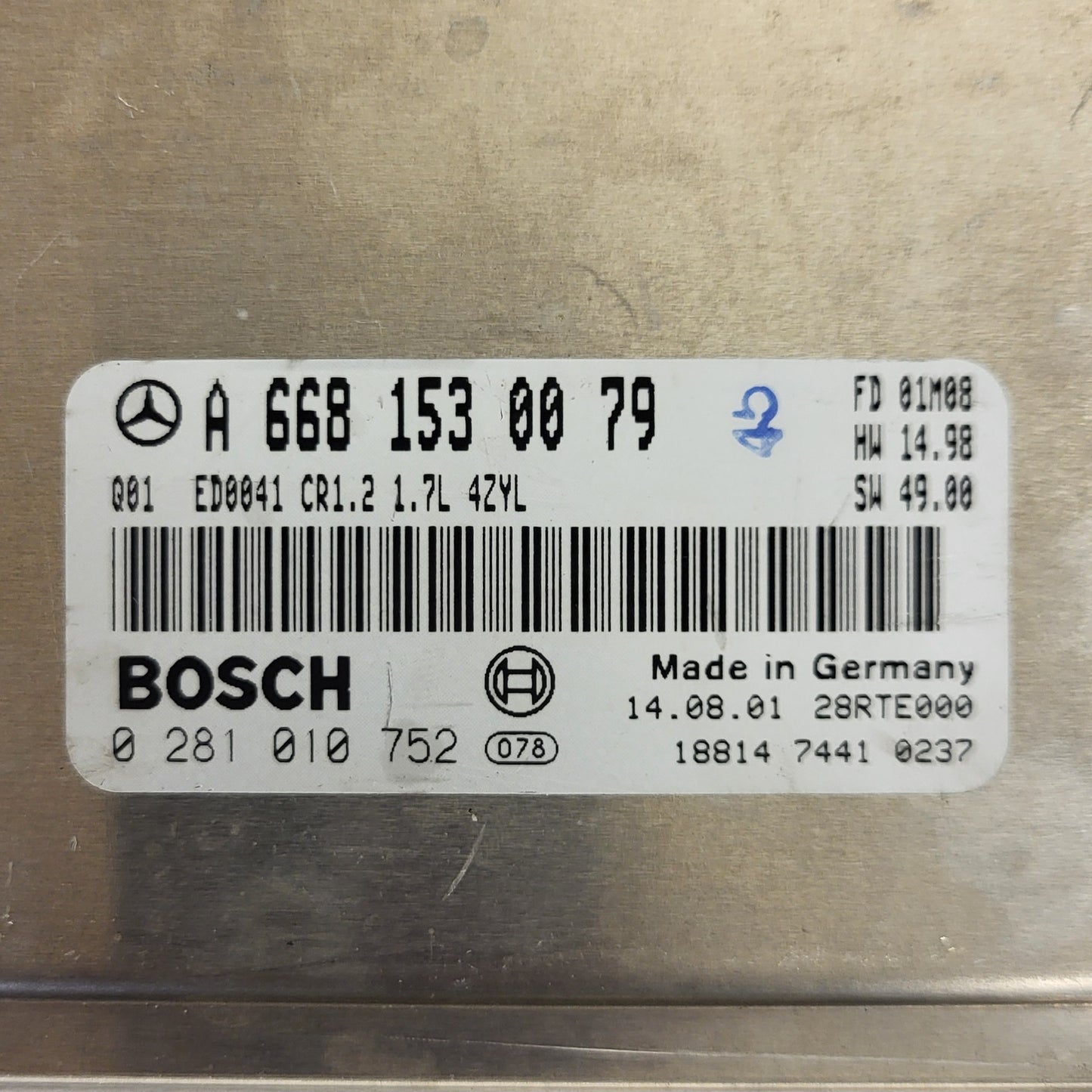 MEREDES BENZ ECU / A6681530079 / 0281010752 / ED0041 / CR1.2 / BOSCH