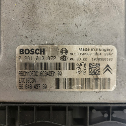 Peugeot Citroen ECU / 0281013872 / 9664843780 / EDC16C34 / BOSCH