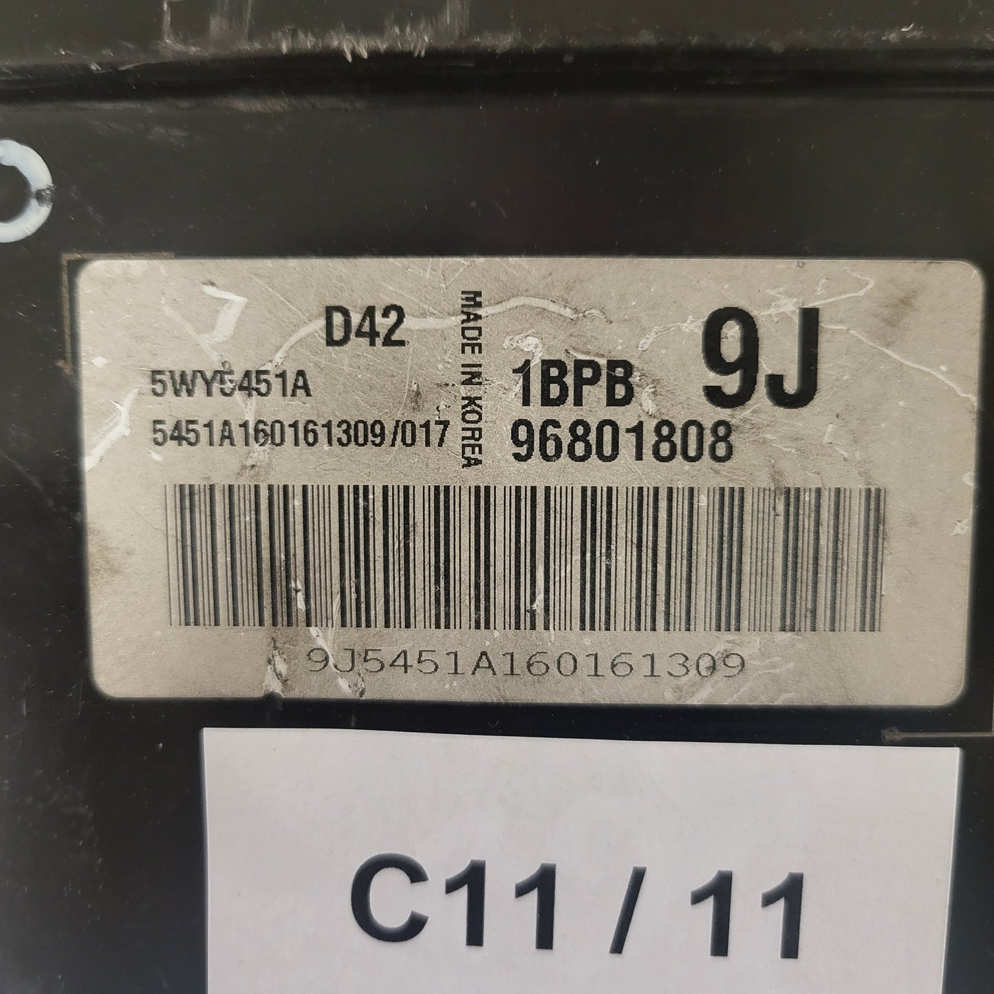 CHEVROLET MATIZ ECU / 96801808 / 5WY5451B / 3BPB / 9J / D42 / DAEWOO