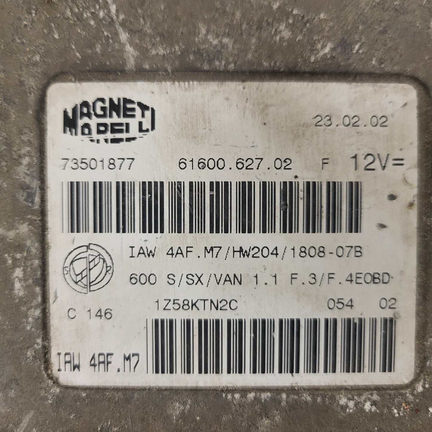 Fiat 600 ECU / IAW4AF.M7 / 73501877 / HW204 / MAGNETI MARELLI