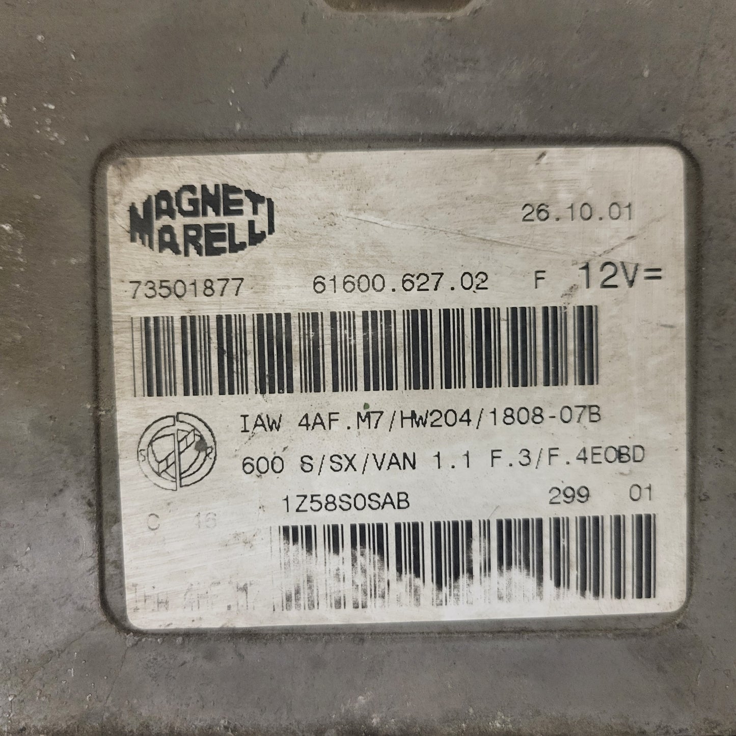 Fiat 600 ECU / IAW4AF.M7 / 73501877 / HW204 / MAGNETI MARELLI