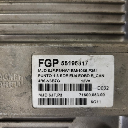 FIAT PUNTO ECU / MJD 6JF.P3 / 55195817 / HW1BM / 71600.053.00 / MAGNETI MARELLI