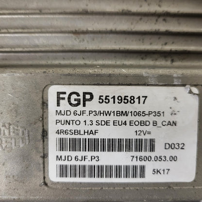 FIAT PUNTO ECU / MJD 6JF.P3 / 55195817 / HW1BM / 71600.053.00 / MAGNETI MARELLI