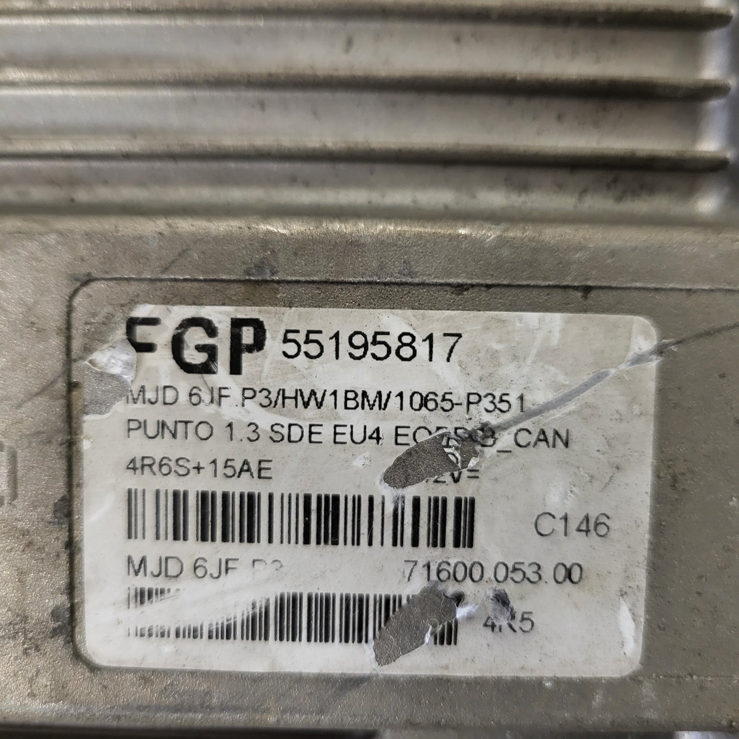 FIAT PUNTO ECU / MJD 6JF.P3 / 55195817 / HW1BM / 71600.053.00 / MAGNETI MARELLI