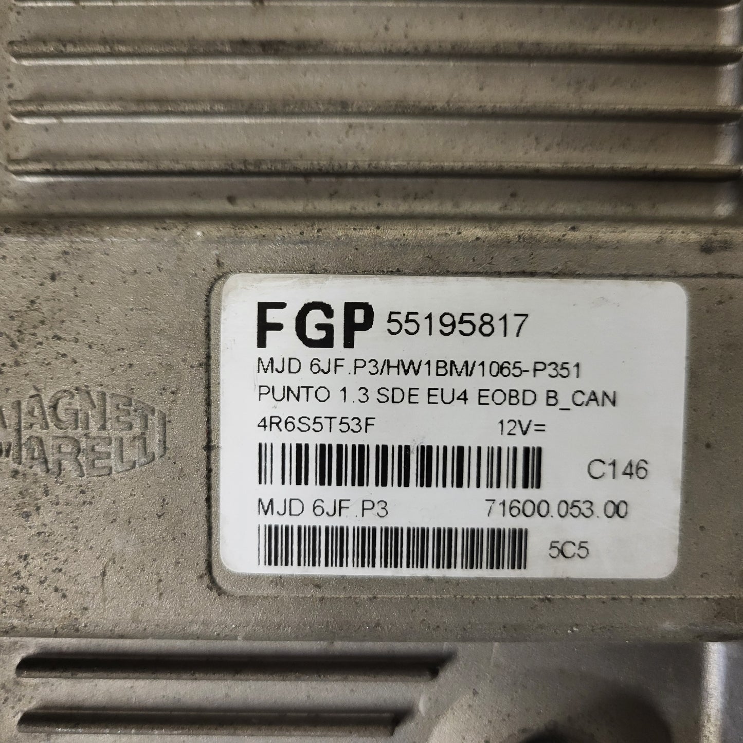 FIAT PUNTO ECU / MJD 6JF.P3 / 55195817 / HW1BM / 71600.053.00 / MAGNETI MARELLI