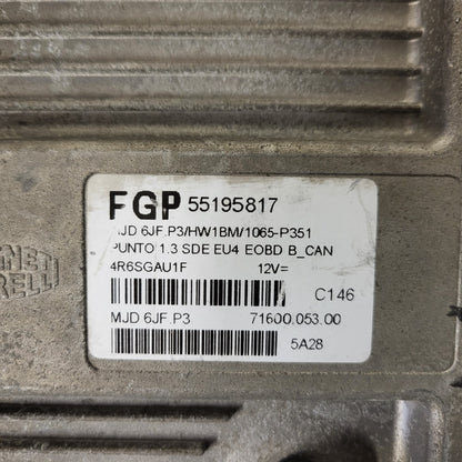 FIAT PUNTO ECU / MJD 6JF.P3 / 55195817 / HW1BM / 71600.053.00 / MAGNETI MARELLI