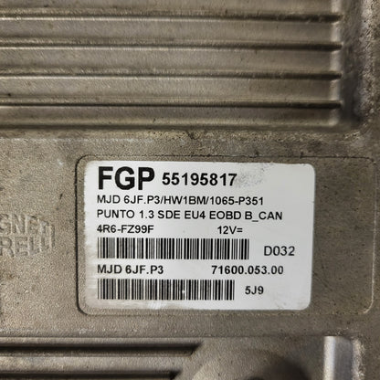 FIAT PUNTO ECU / MJD 6JF.P3 / 55195817 / HW1BM / 71600.053.00 / MAGNETI MARELLI