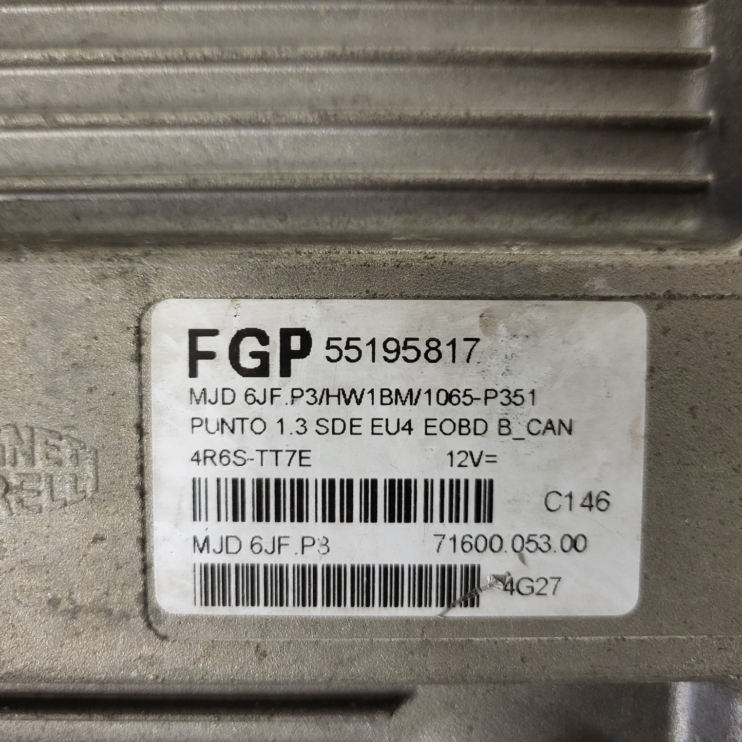 FIAT PUNTO ECU / MJD 6JF.P3 / 55195817 / HW1BM / 71600.053.00 / MAGNETI MARELLI