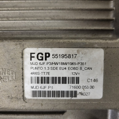 FIAT PUNTO ECU / MJD 6JF.P3 / 55195817 / HW1BM / 71600.053.00 / MAGNETI MARELLI