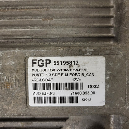 FIAT PUNTO ECU / MJD 6JF.P3 / 55195817 / HW1BM / 71600.053.00 / MAGNETI MARELLI