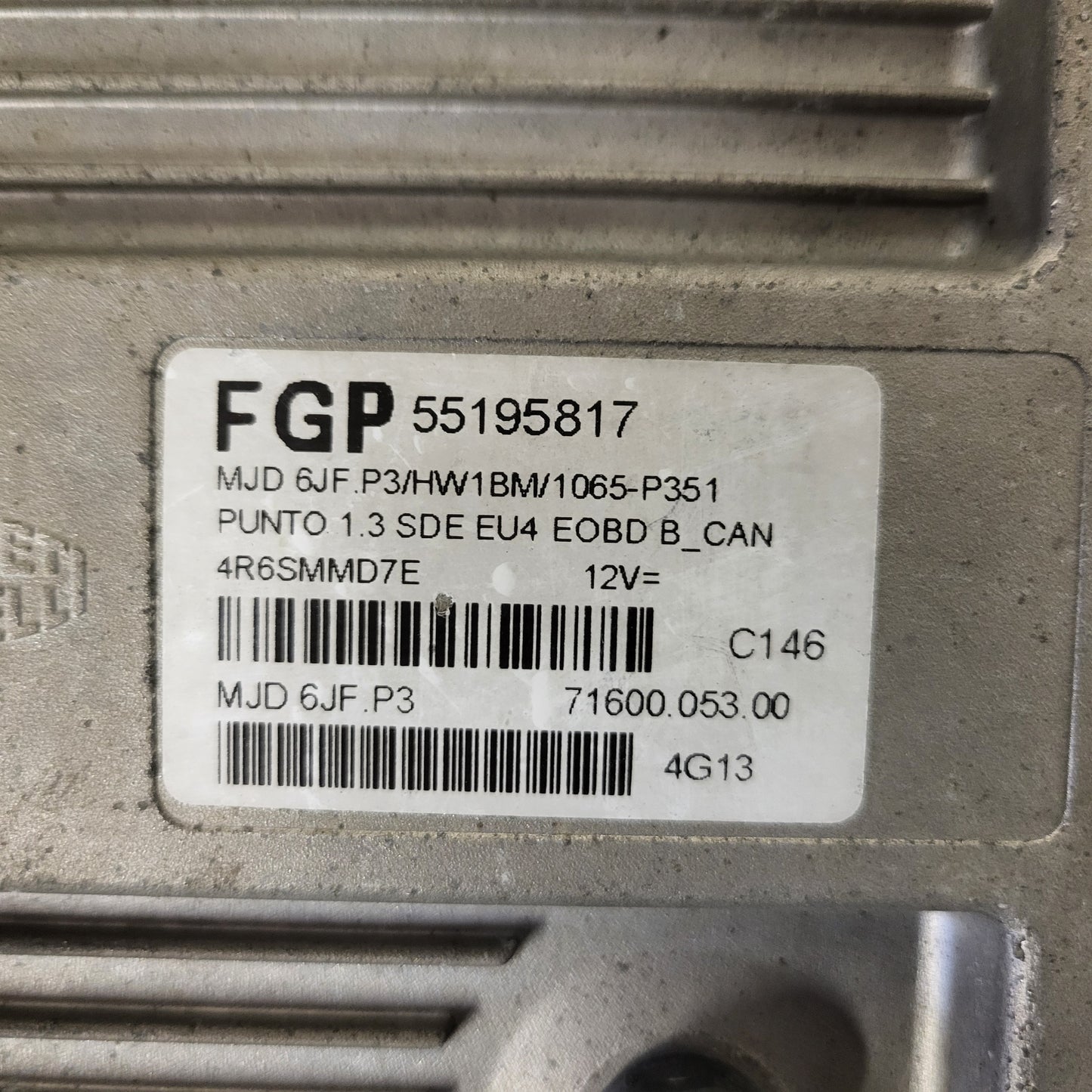 FIAT PUNTO ECU / MJD 6JF.P3 / 55195817 / HW1BM / 71600.053.00 / MAGNETI MARELLI