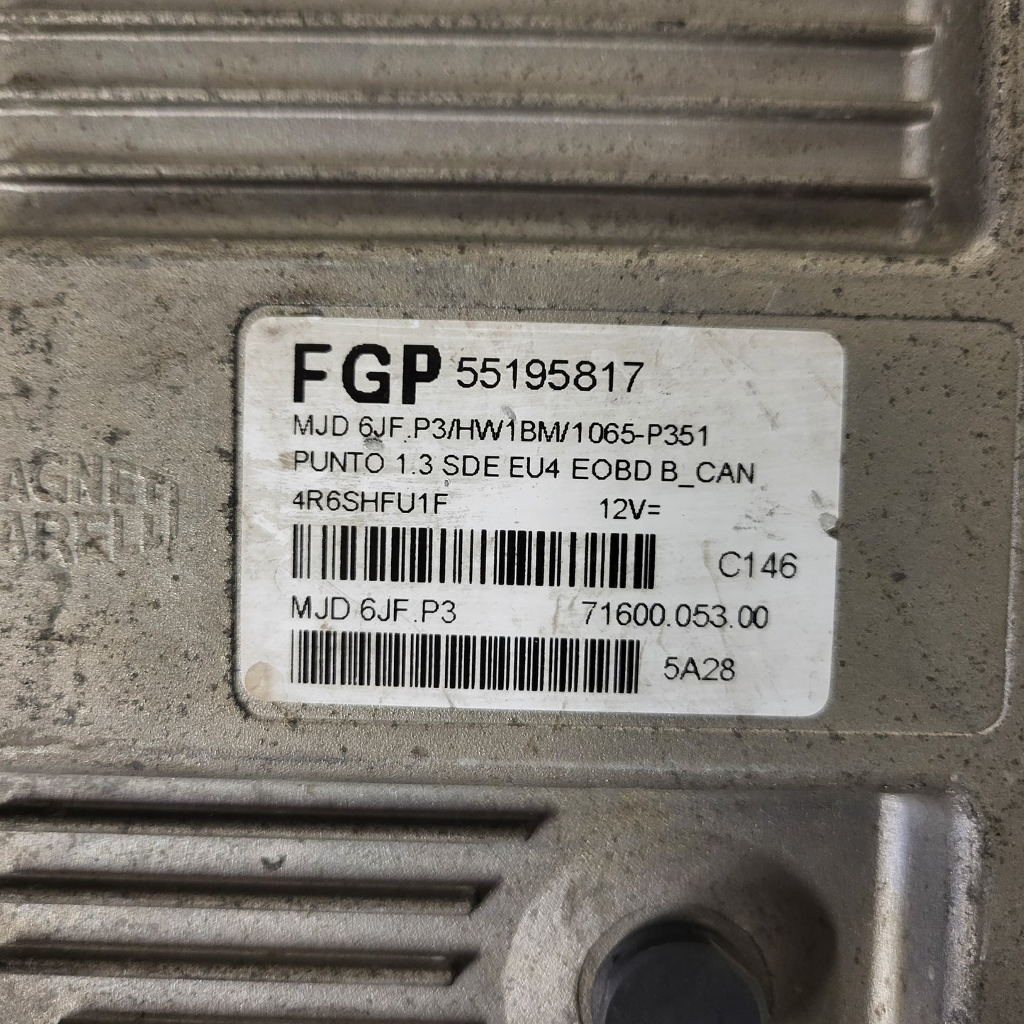 FIAT PUNTO ECU / MJD 6JF.P3 / 55195817 / HW1BM / 71600.053.00 / MAGNETI MARELLI