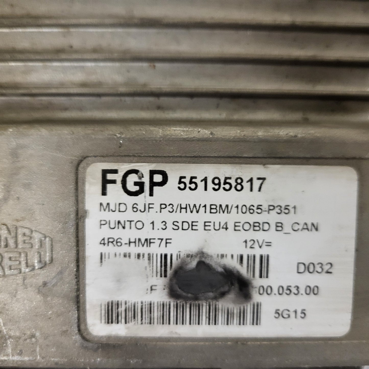FIAT PUNTO ECU / MJD 6JF.P3 / 55195817 / HW1BM / 71600.053.00 / MAGNETI MARELLI