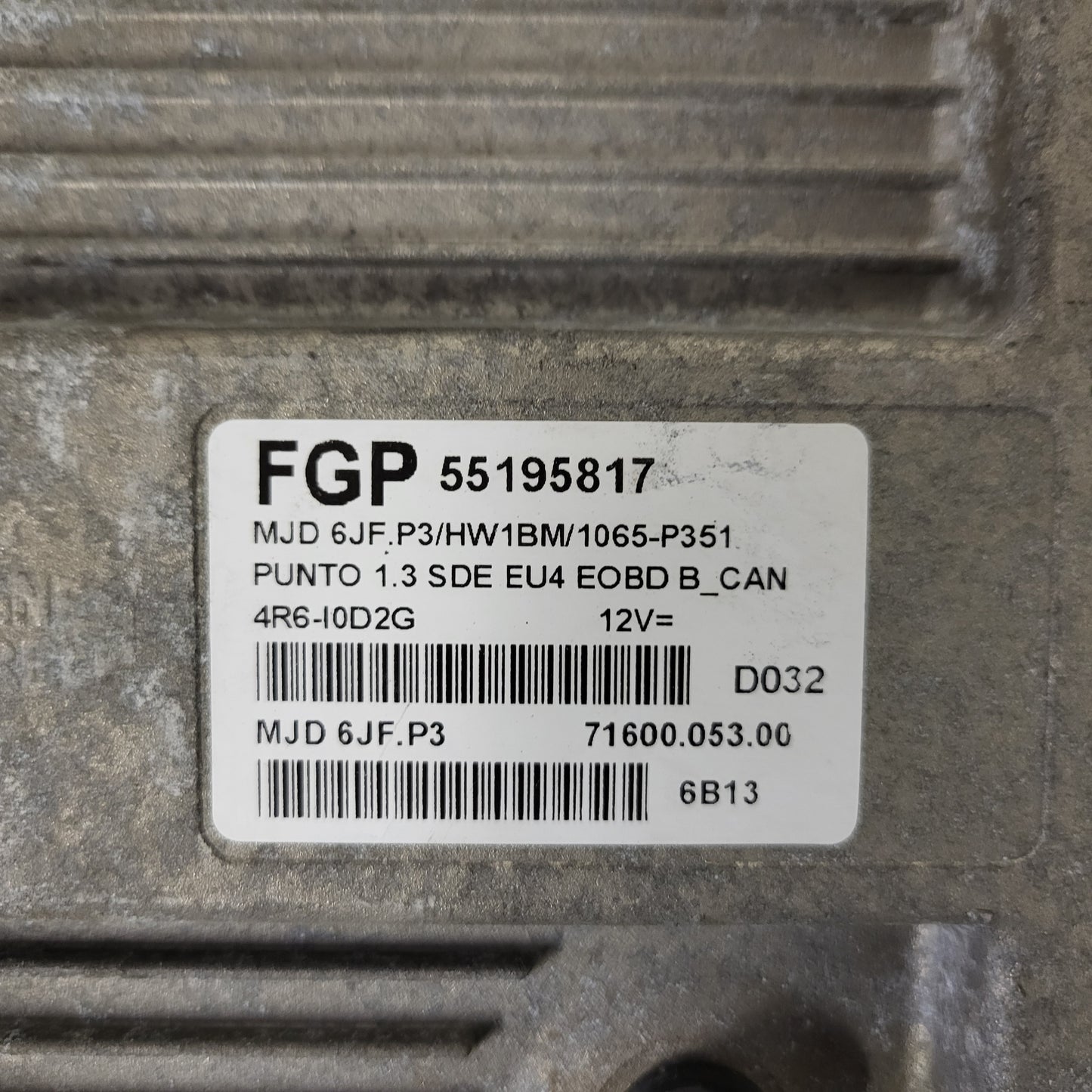 FIAT PUNTO ECU / MJD 6JF.P3 / 55195817 / HW1BM / 71600.053.00 / MAGNETI MARELLI