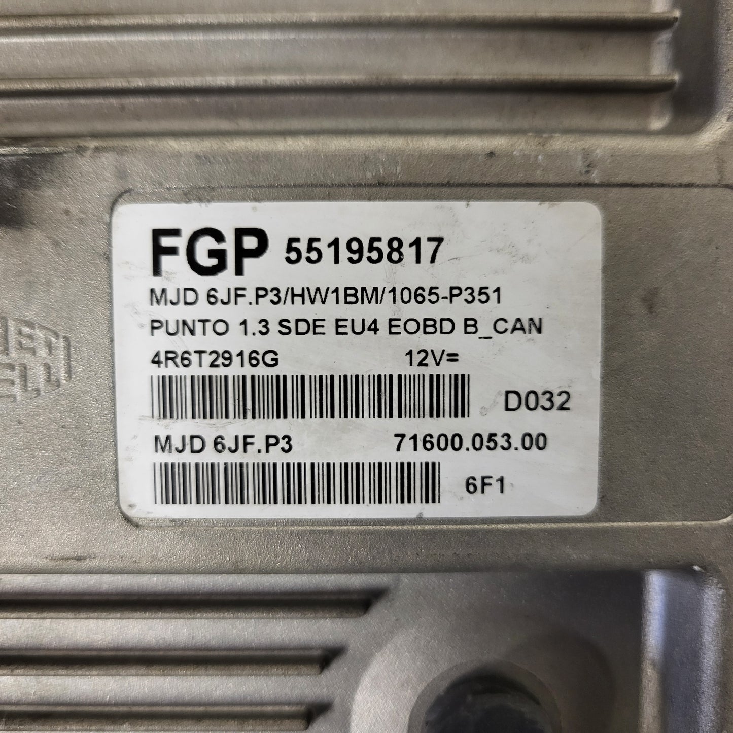 FIAT PUNTO ECU / MJD 6JF.P3 / 55195817 / HW1BM / 71600.053.00 / MAGNETI MARELLI