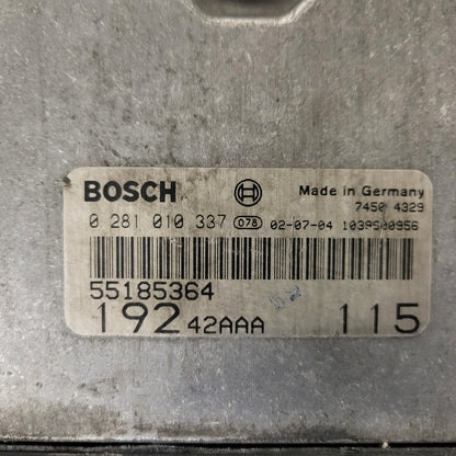 Fiat Stilo 1.9 JTD ECU / 0281010337 / 55185364 / BOSCH