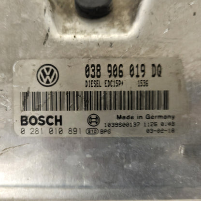 VW AUDI SEAT SKODA ECU / 038906019DQ / 0281010891 / EDC15P+ / BOSCH