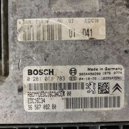 Peugeot Citroen ECU / 0281011783 / 9656709780 / EDC16C34 / 9654490280 / BOSCH