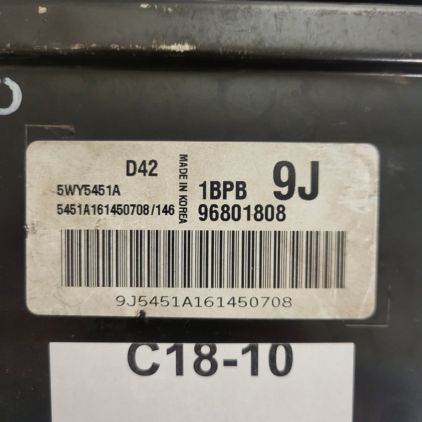 CHEVROLET MATIZ ECU / 96801808 / 5WY5451A / 1BPB / 9J / D42 / DAEWOO