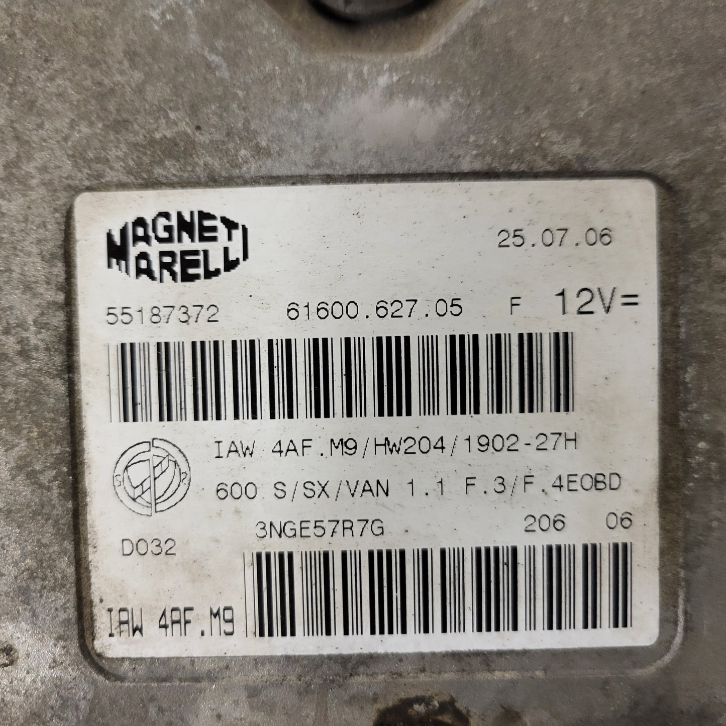 Fiat Seicento 600 ECU / 55187372 / IAW4AF.M9 / 61600.627.05 / MAGNETI MARELLI