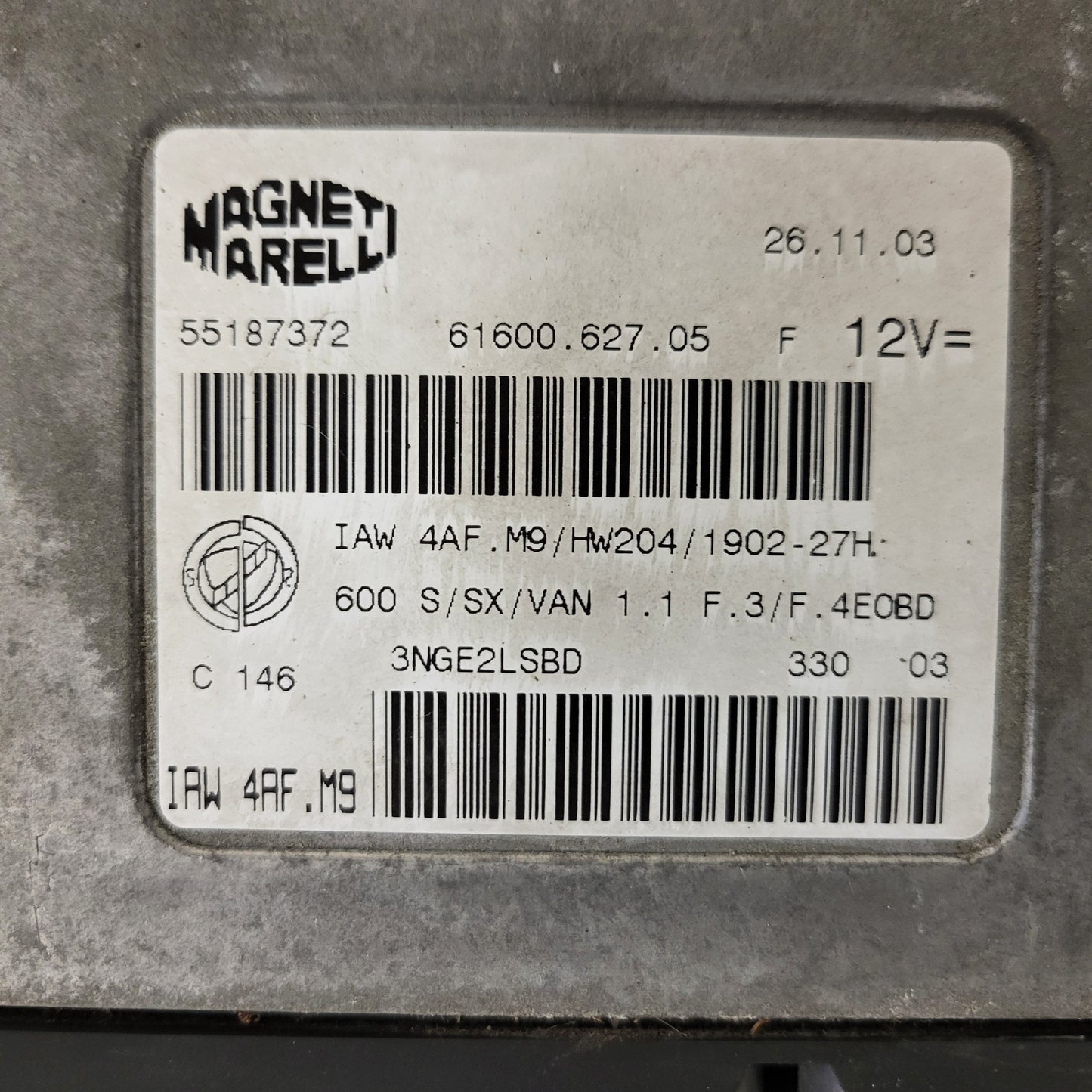 Fiat Seicento 600 ECU / 55187372 / IAW4AF.M9 / 61600.627.05 / MAGNETI MARELLI