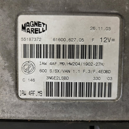 Fiat Seicento 600 ECU / 55187372 / IAW4AF.M9 / 61600.627.05 / MAGNETI MARELLI